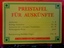 Preistafel für Auskünfte
